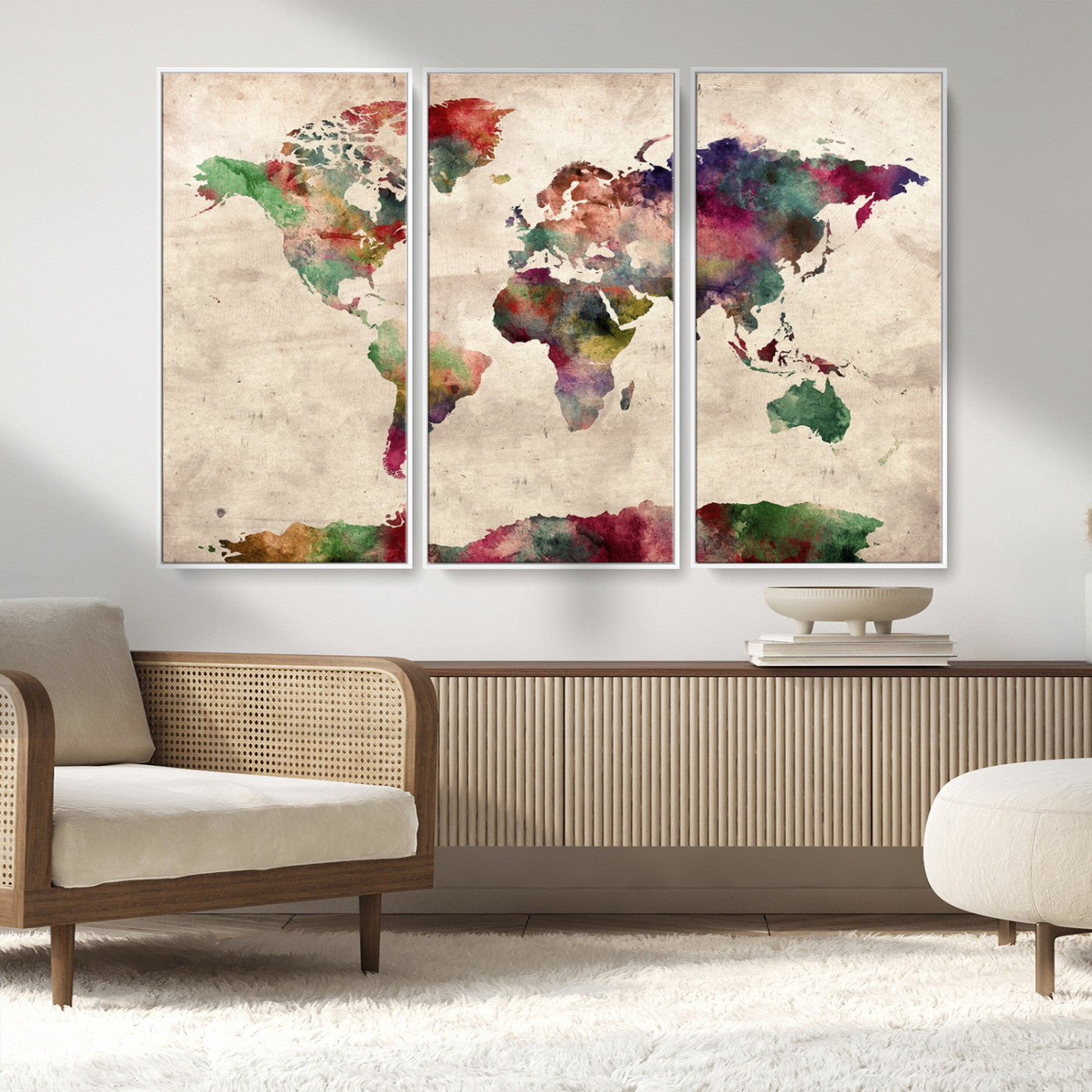 MGV-FC-48X32-3P - World Map Wall Art Canvas Print for Home and Office Decor
