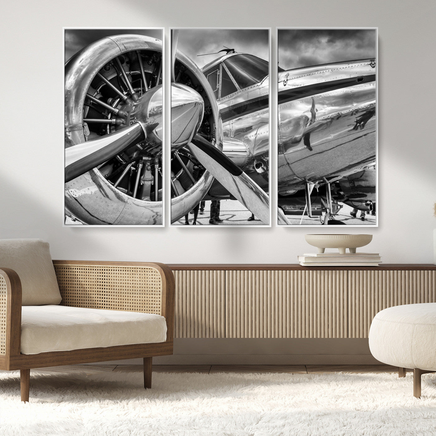 MGV-FC-48X32-3P - Vintage Antique Airplane Wall Art Canvas Print