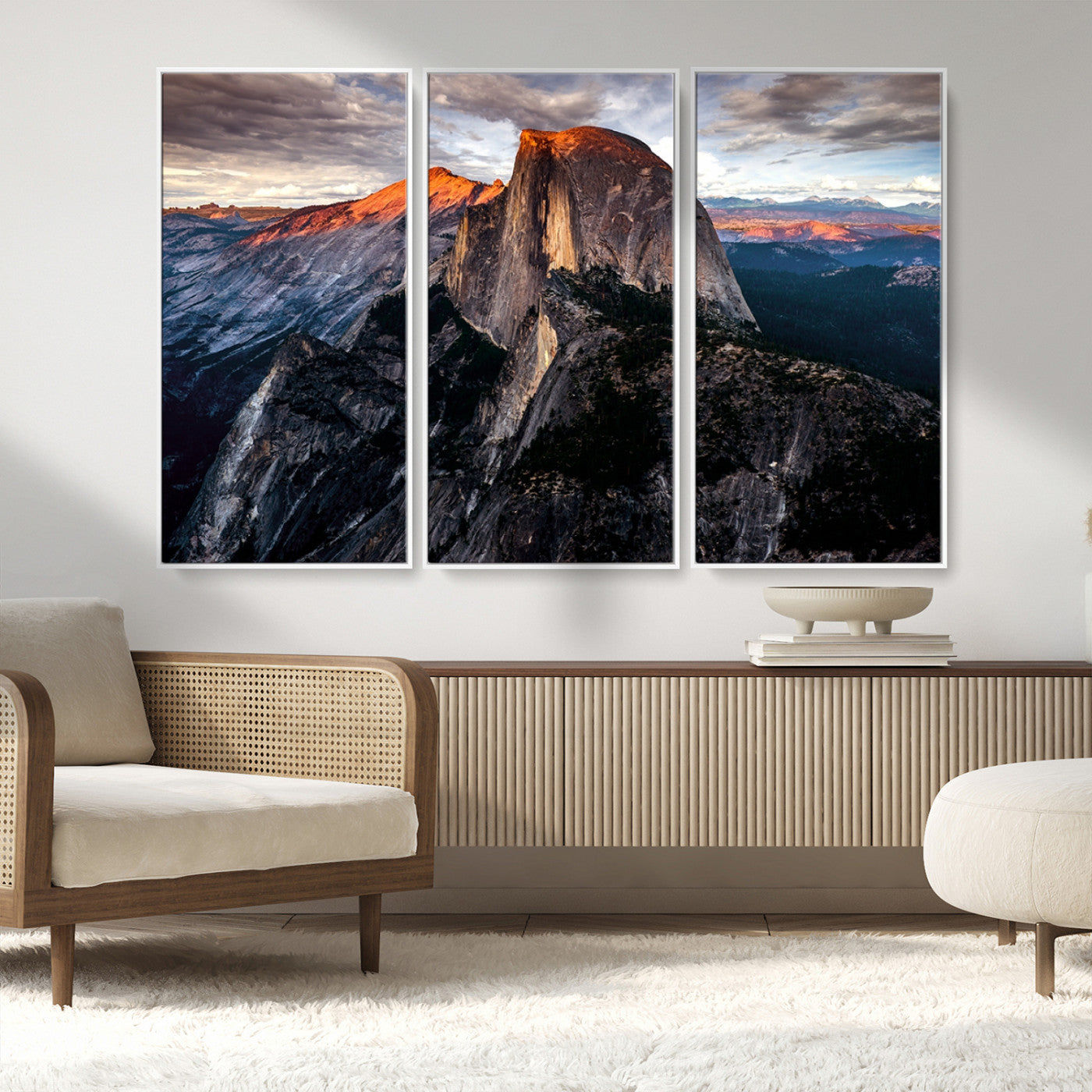 MGV-FC-48X32-3P - Half Dome Wall Art Print - Yosemite Majestic Triptych Landscape Print – National Park Nature Decor