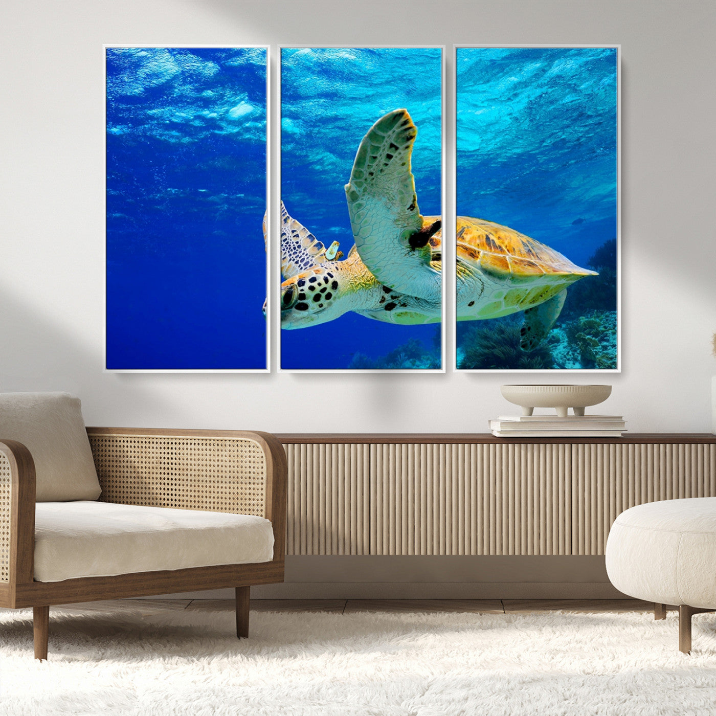 -Sea Turtle Wall Art Canvas Print, Sea life in the Ocean Wall Art Printing