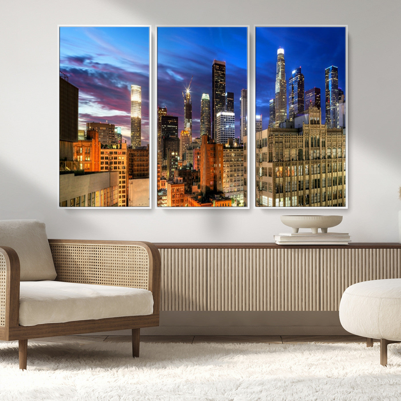 MGV-FC-48X32-3P - Los Angeles Night Wall Art Canvas Print