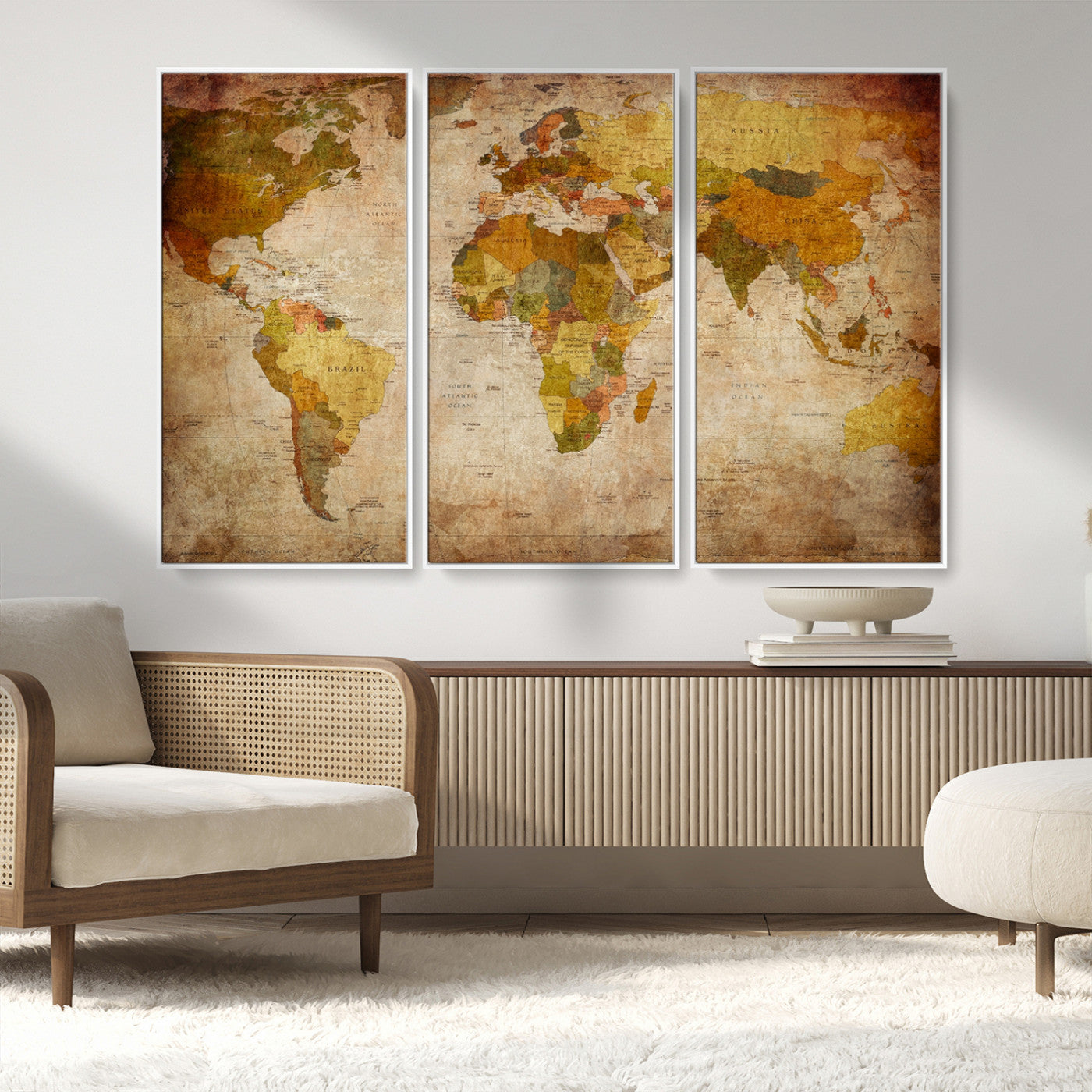 MGV-FC-48X32-3P - Push Pin World Map Canvas Print – Framed Wall Art for Couples to Track Their Travels – Anniversary