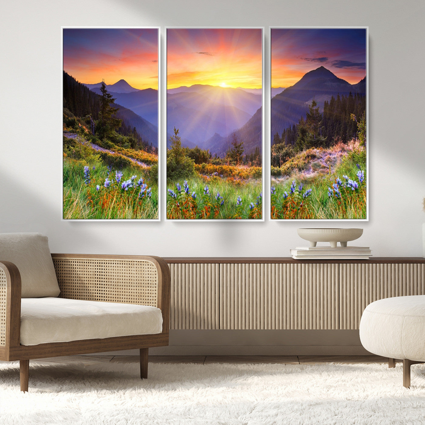MGV-FC-48X32-3P - Mountain and Spring Wall Art Canvas Print
