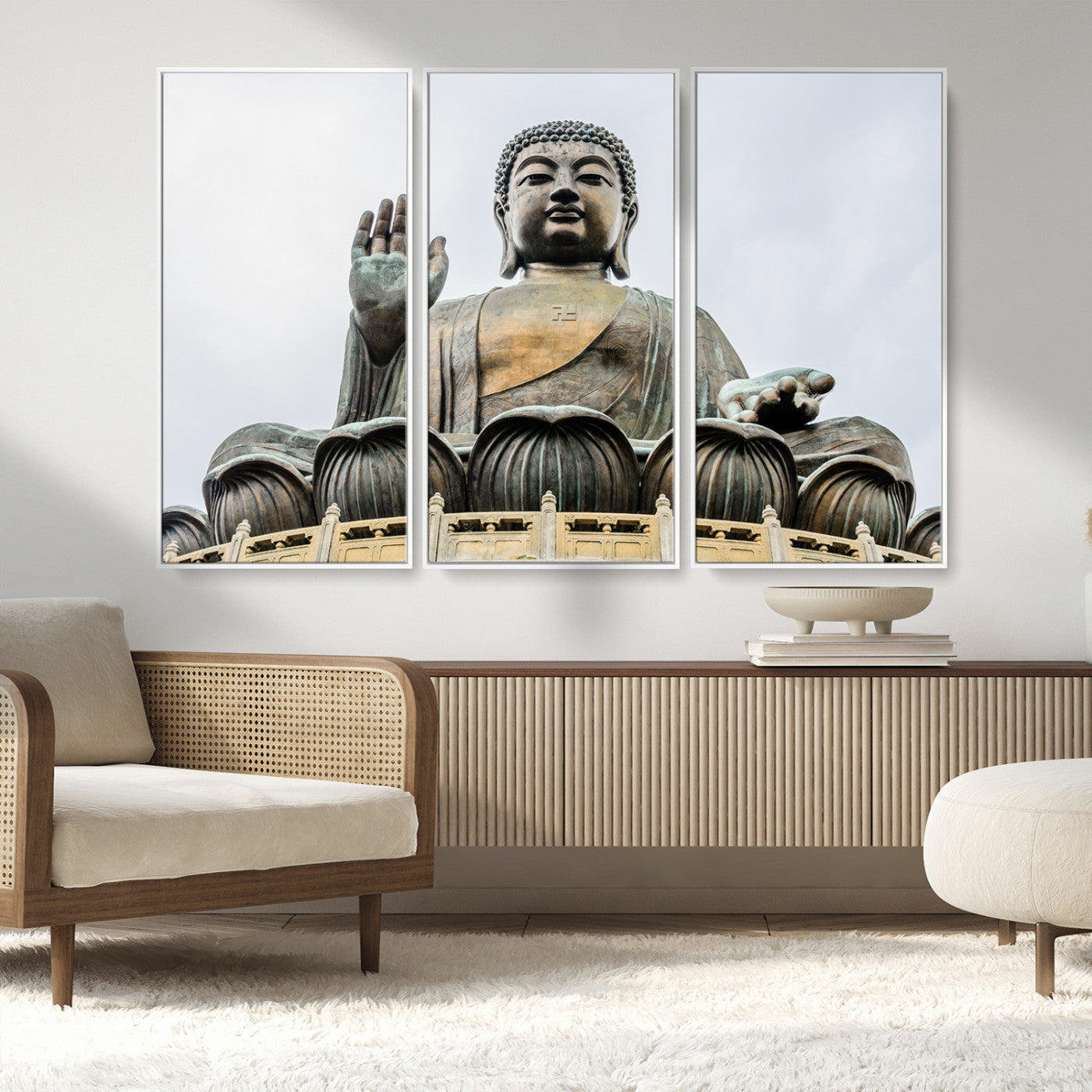 MGV-FC-48X32-3P - Buddha Statue Wall Art Canvas Print