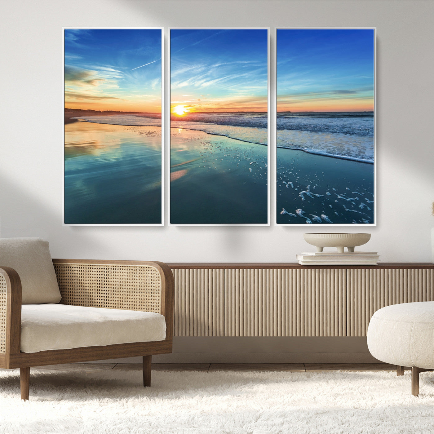 MGV-FC-48X32-3P - Blue Sky and Beach Wall Art Canvas Print