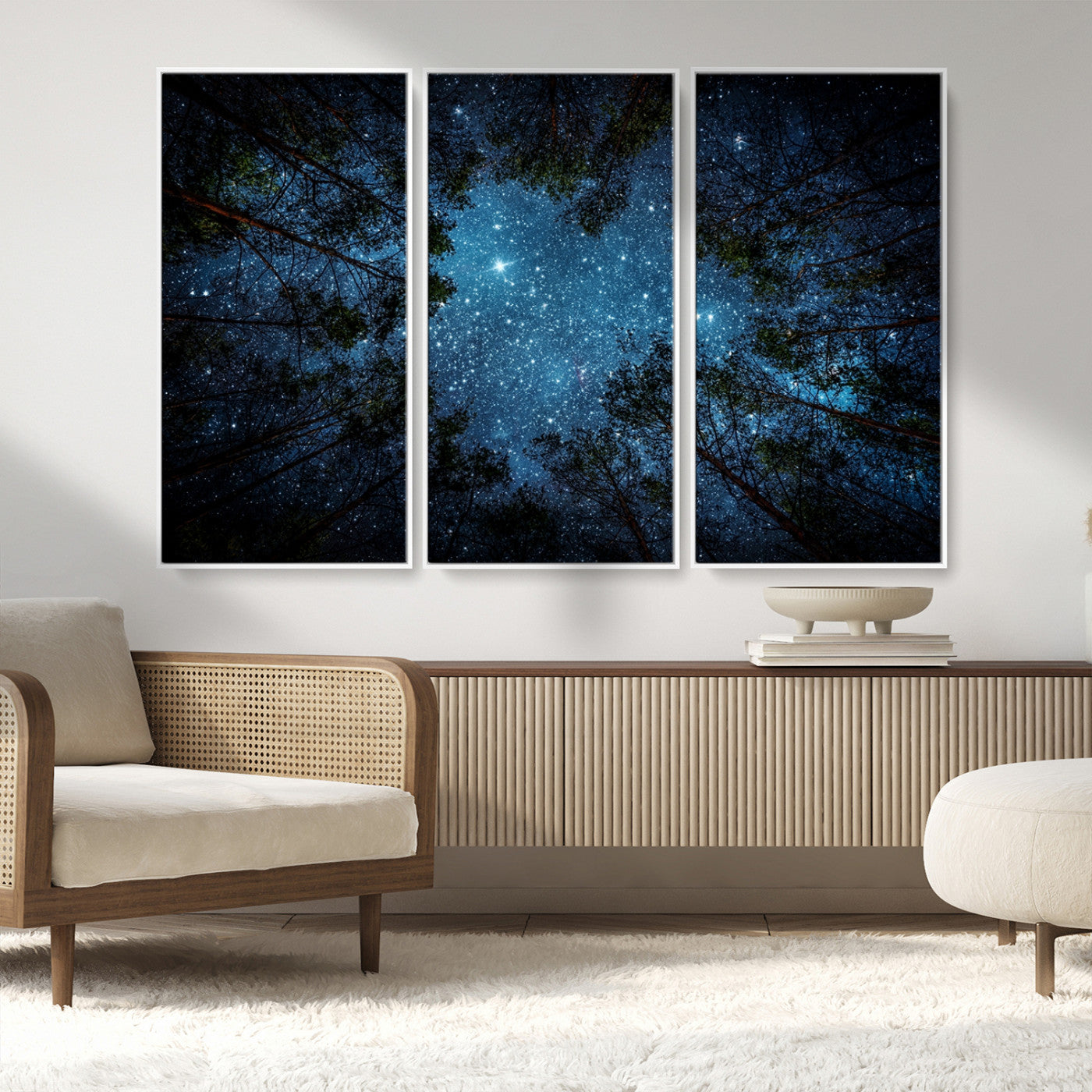 MGV-FC-48X32-3P - Forest and Stars Wall Art Canvas Print