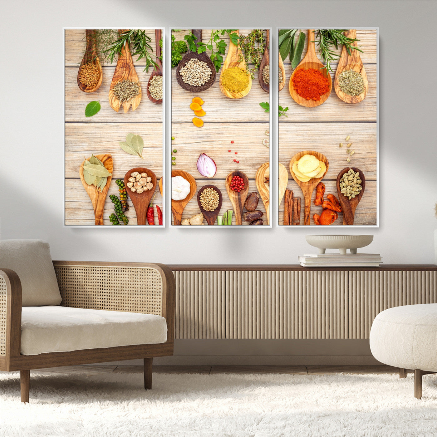 MGV-FC-48X32-3P - Kitchen Spice on the Table Wall Art, Kitchen Spice Wall Art Canvas Print