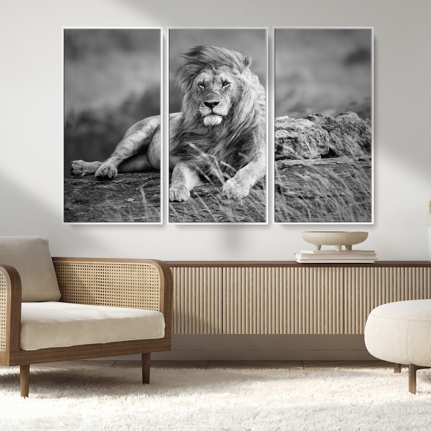 MGV-FC-48X32-3P - King of Forest Lion Wall Art Canvas Print