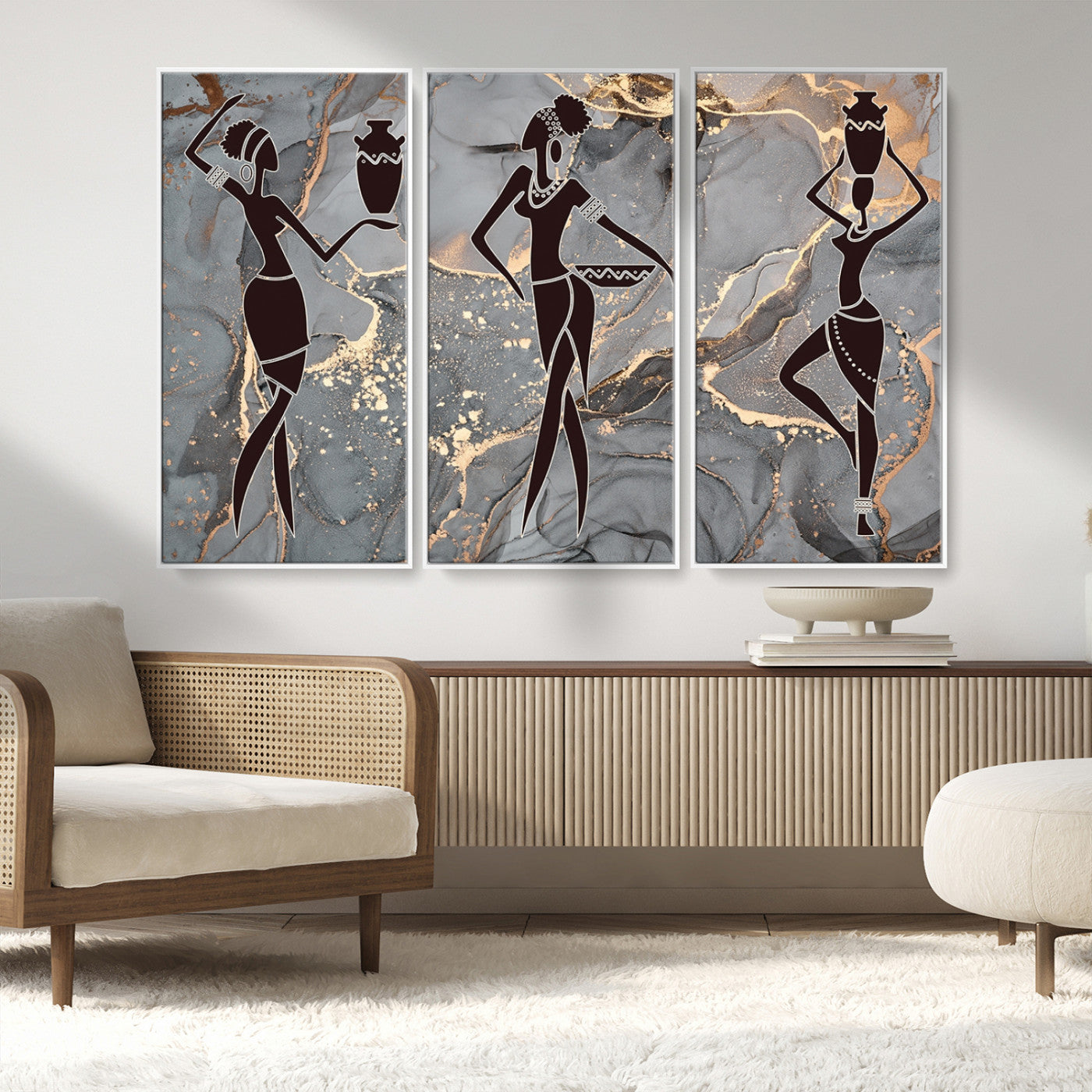 MGV-FC-48X32-3P - Abstract African Womens Art Canvas Print