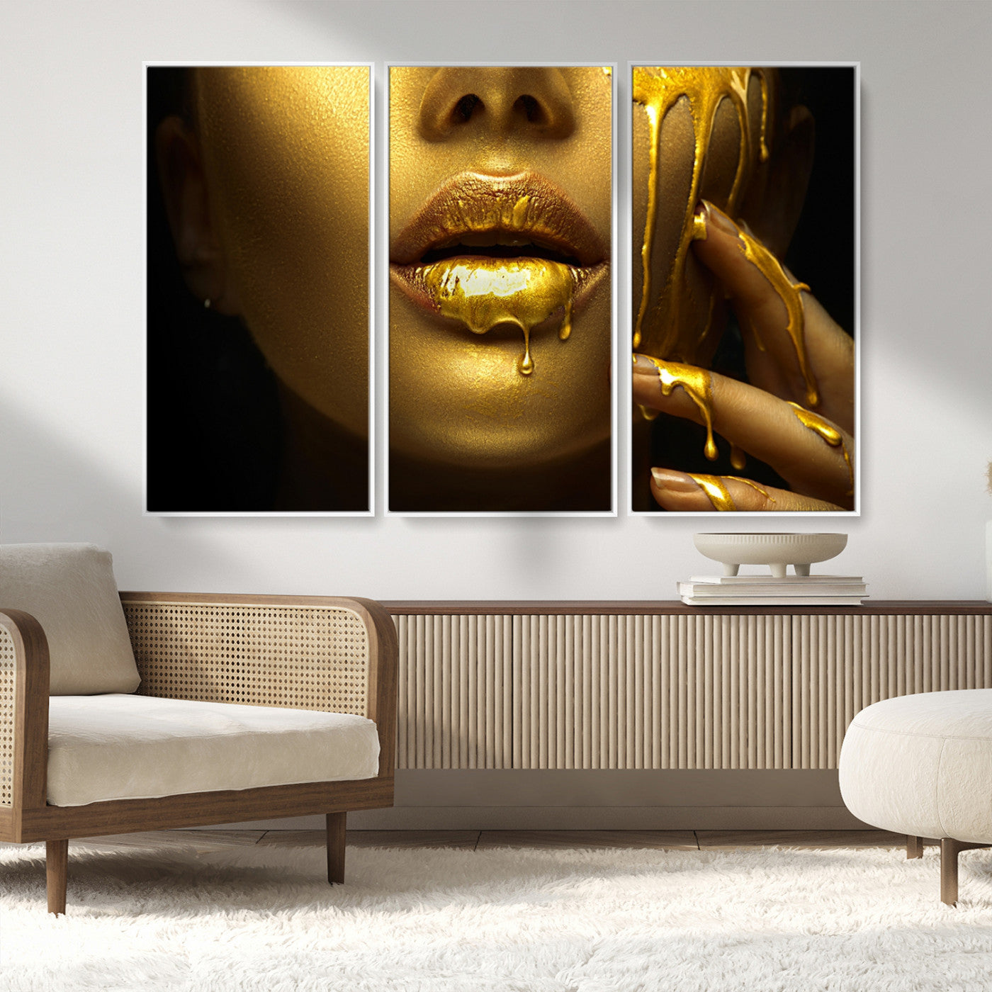 MGV-FC-48X32-3P - Gold and Women Wall Art Canvas Print