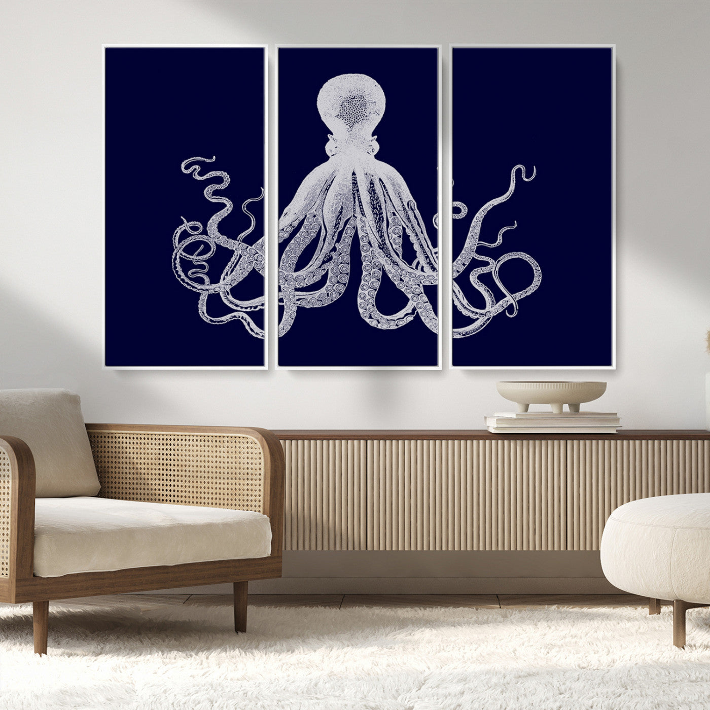 MGV-FC-48X32-3P - Blue Octopus Wall Art Canvas Print