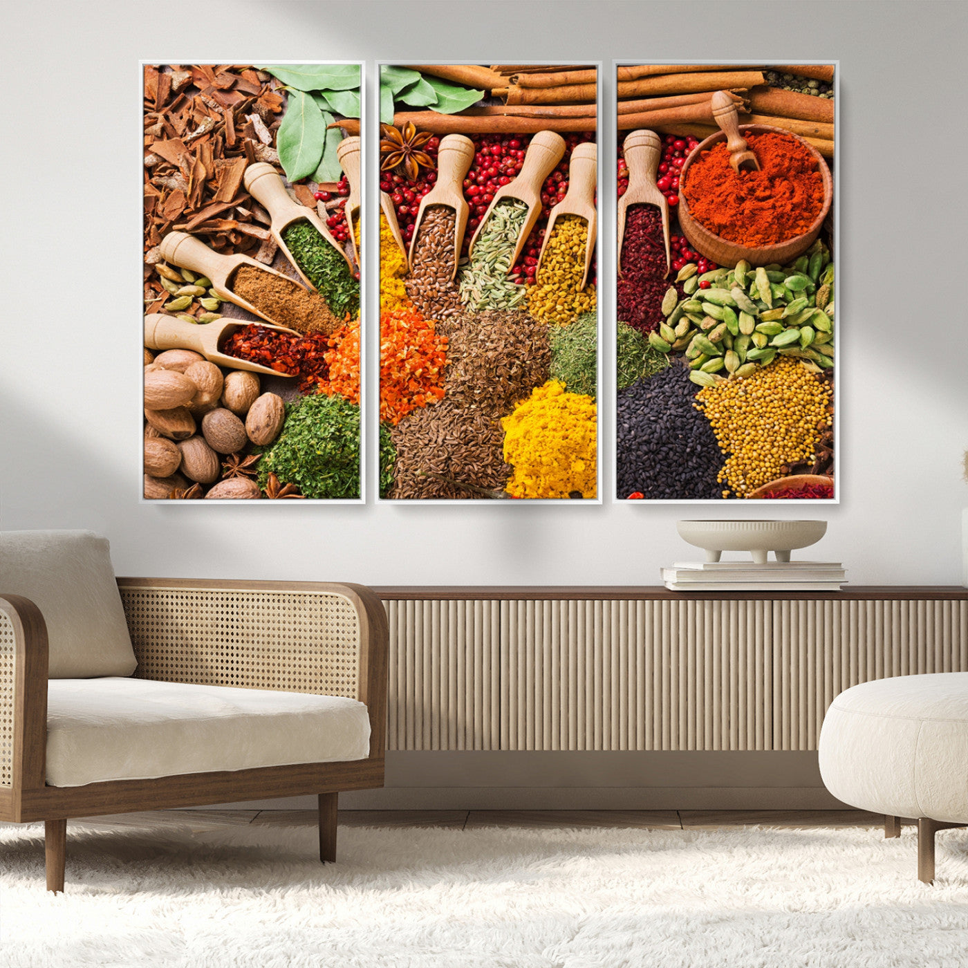 MGV-FC-48X32-3P - Herbs and Spices Art Canvas Print for Kitchen Kitchen, Dining Room Wall Decor