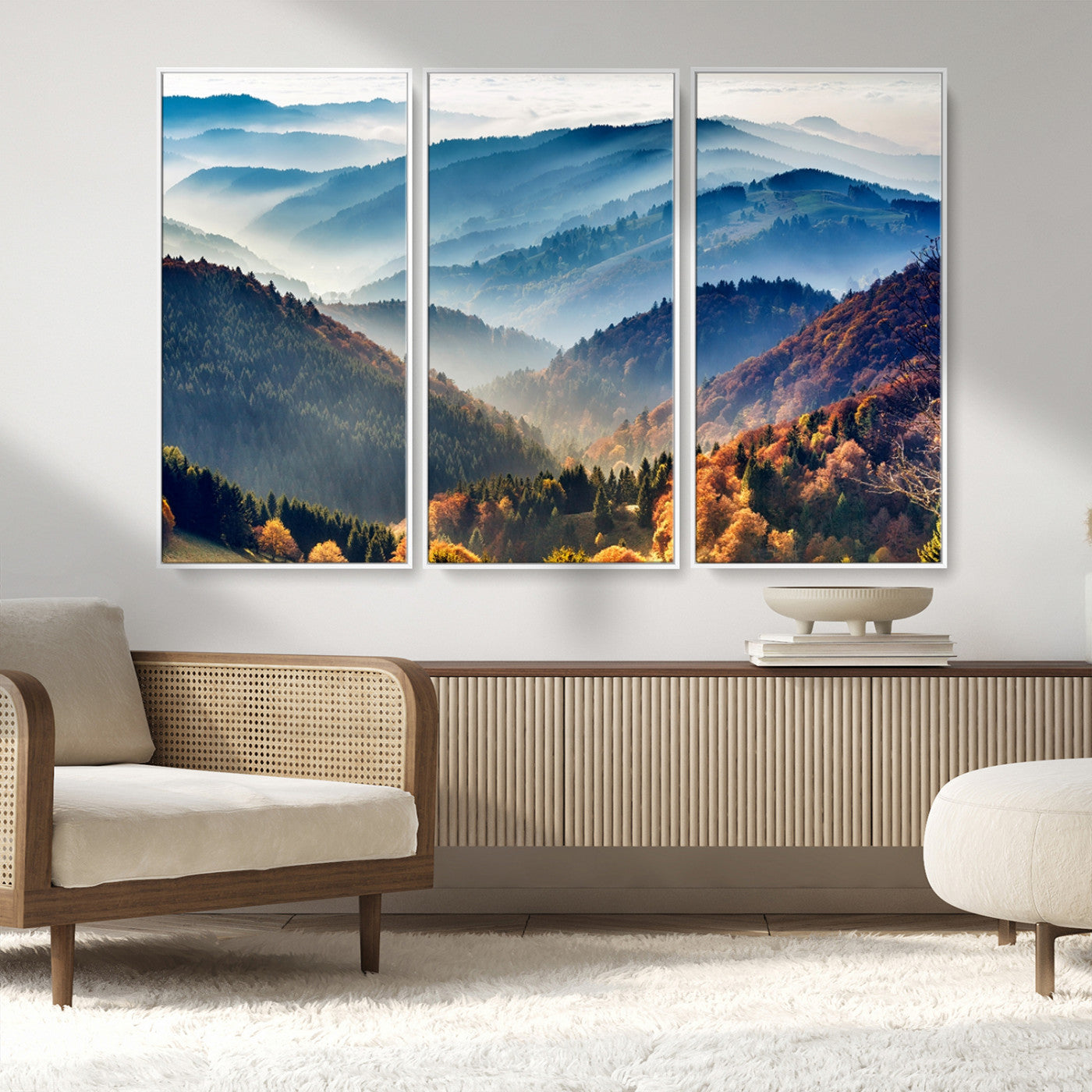 MGV-FC-48X32-3P - Mountains Forest Autumn Wall Art Canvas Print