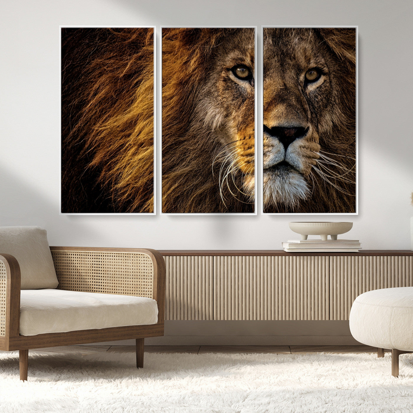 MGV-FC-48X32-3P - Mighty Lion Wall Art Animal Canvas Print