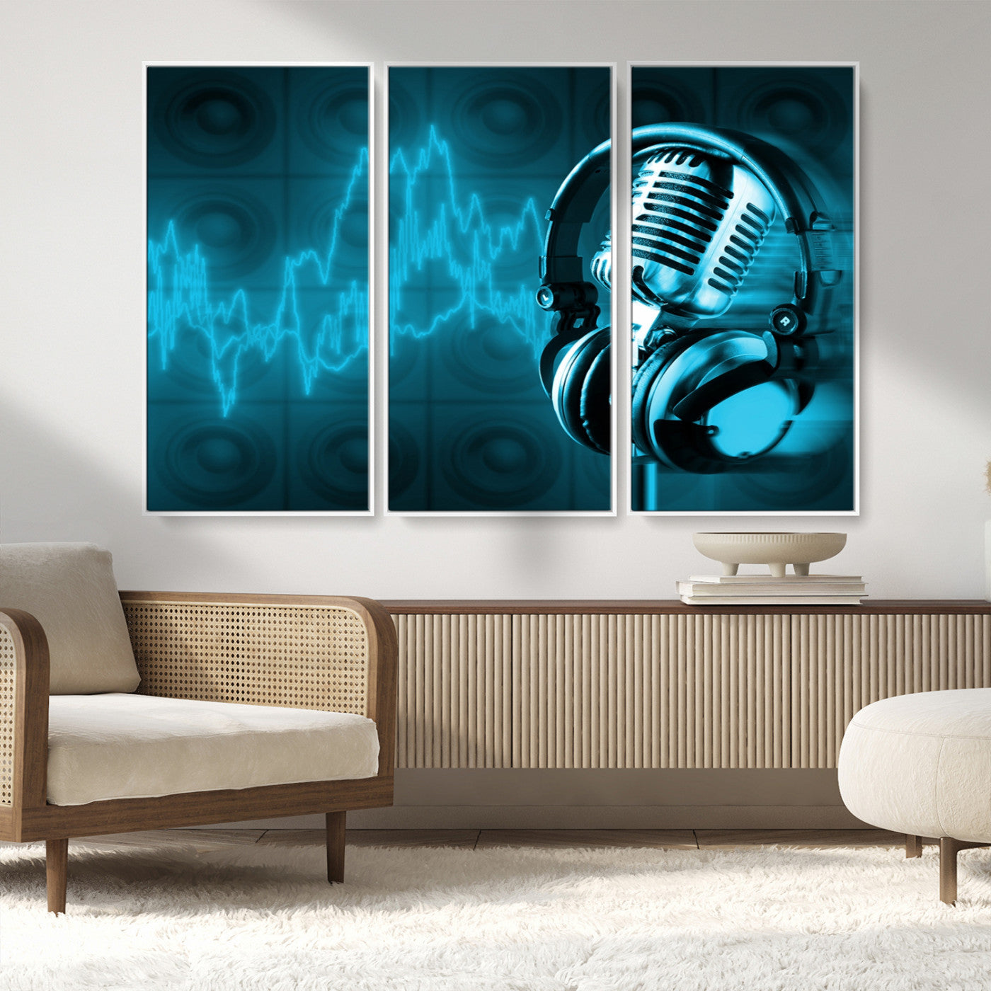 MGV-FC-48X32-3P - Music and Microphone Wall Art Canvas Print