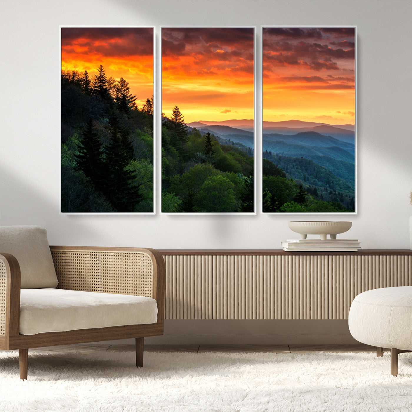 MGV-FC-48X32-3P - Forest Landscape Wall Art Sunset Canvas, Forest Sunset Canvas Print