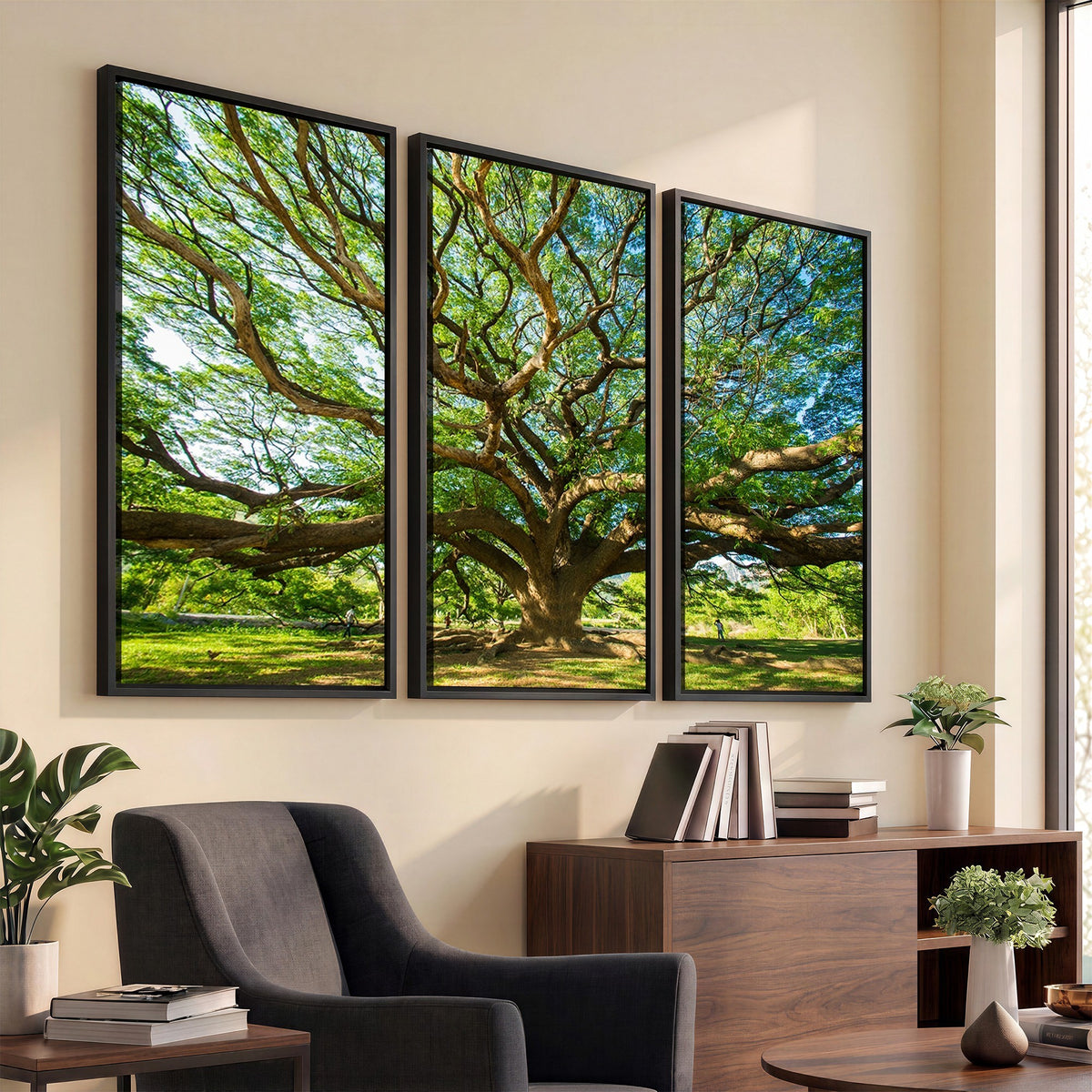 70569-MGV-CV-24X16 - Majestic Oak Tree Wall Art | Serene Nature Canvas Print with Spreading Branches