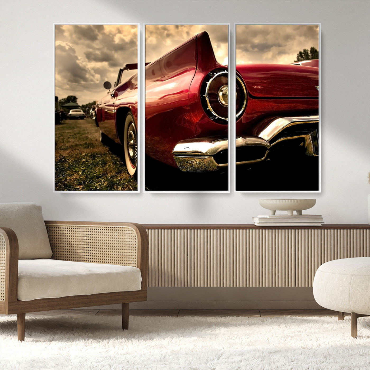 MGV-FC-48X32-3P - Red Classic Car Wall Art Canvas Print