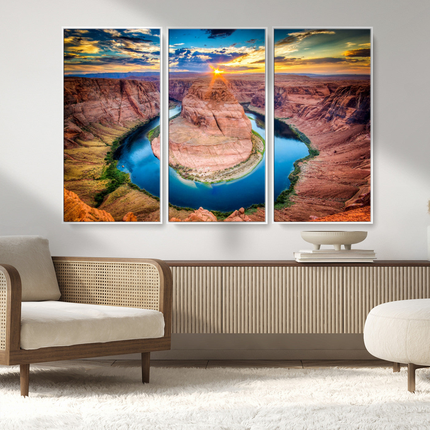 MGV-FC-48X32-3P - Sunset on the Horseshoe Bend Grand Canyon, Horseshoe Bend Grand Canyon Canvas Wall Art Print