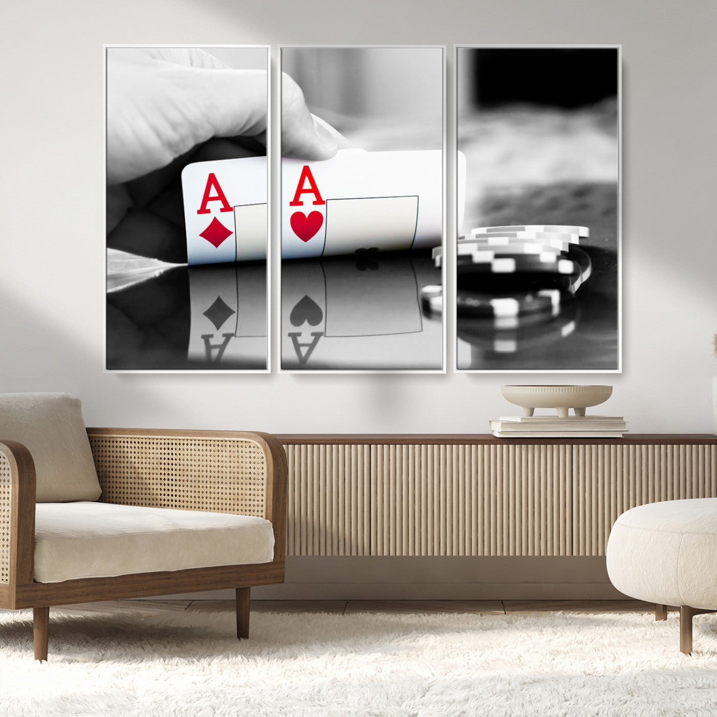 MGV-FC-48X32-3P - Aces Poker Art Poker Game Wall Art Canvas Print