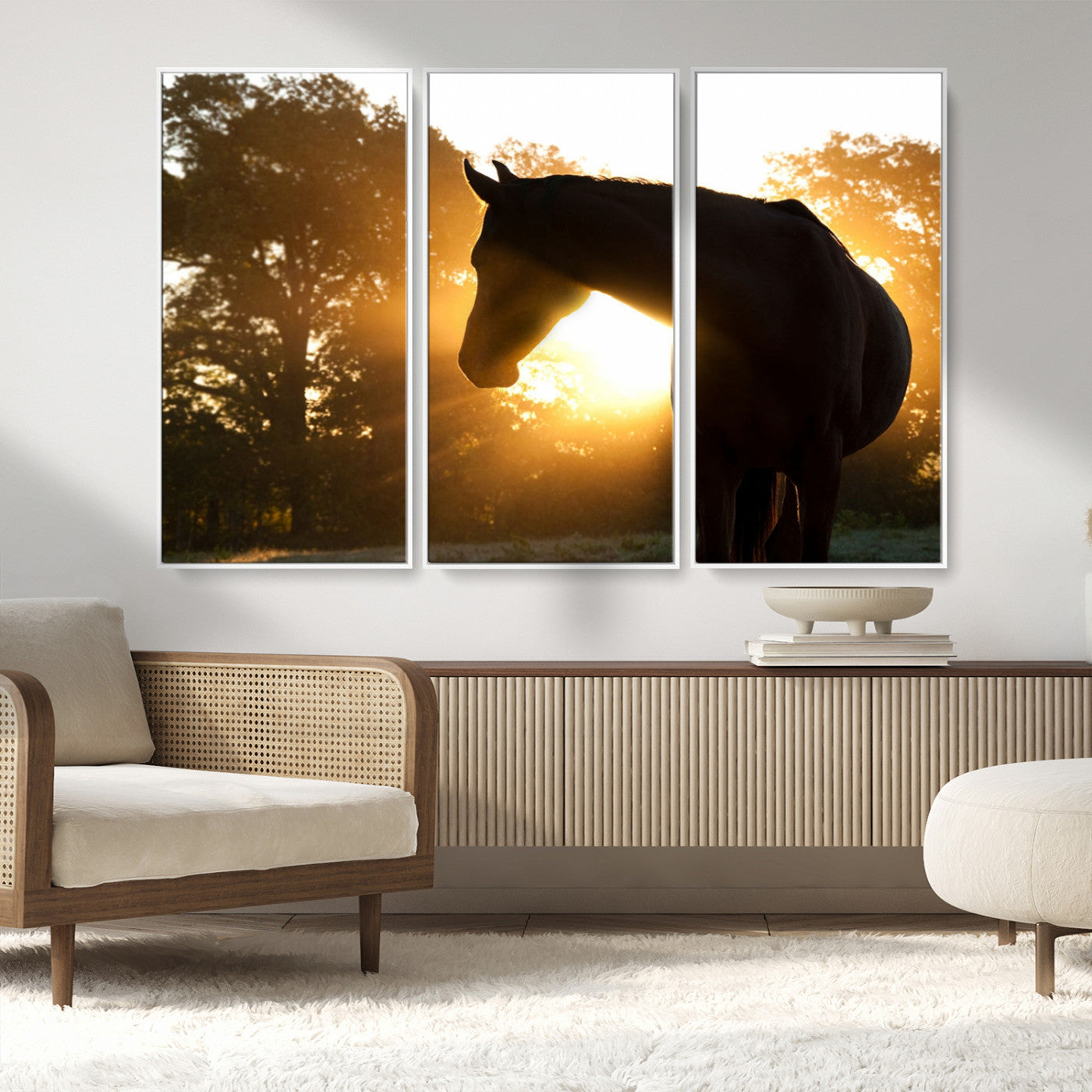 MGV-FC-48X32-3P - Horse at Sunset Wall Art Animal Canvas Print