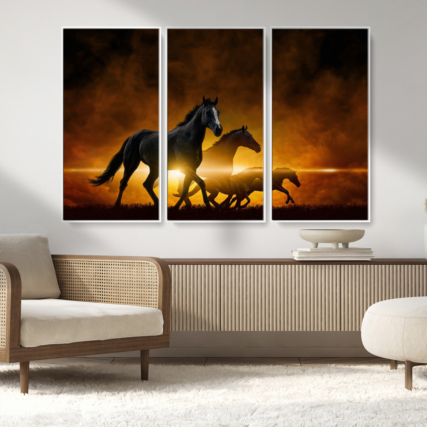 MGV-FC-48X32-3P - Horse Wall Art Canvas Print, Multi Panel Animal Canvas Print