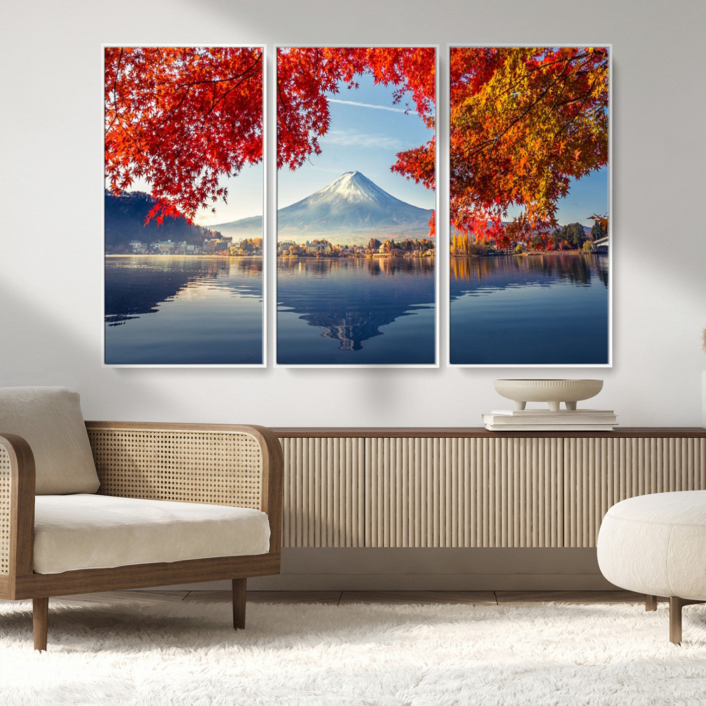 MGV-FC-48X32-3P - Mount Fuji Canvas Wall Art Japan Autumn Mountain Canvas Print Wall Art