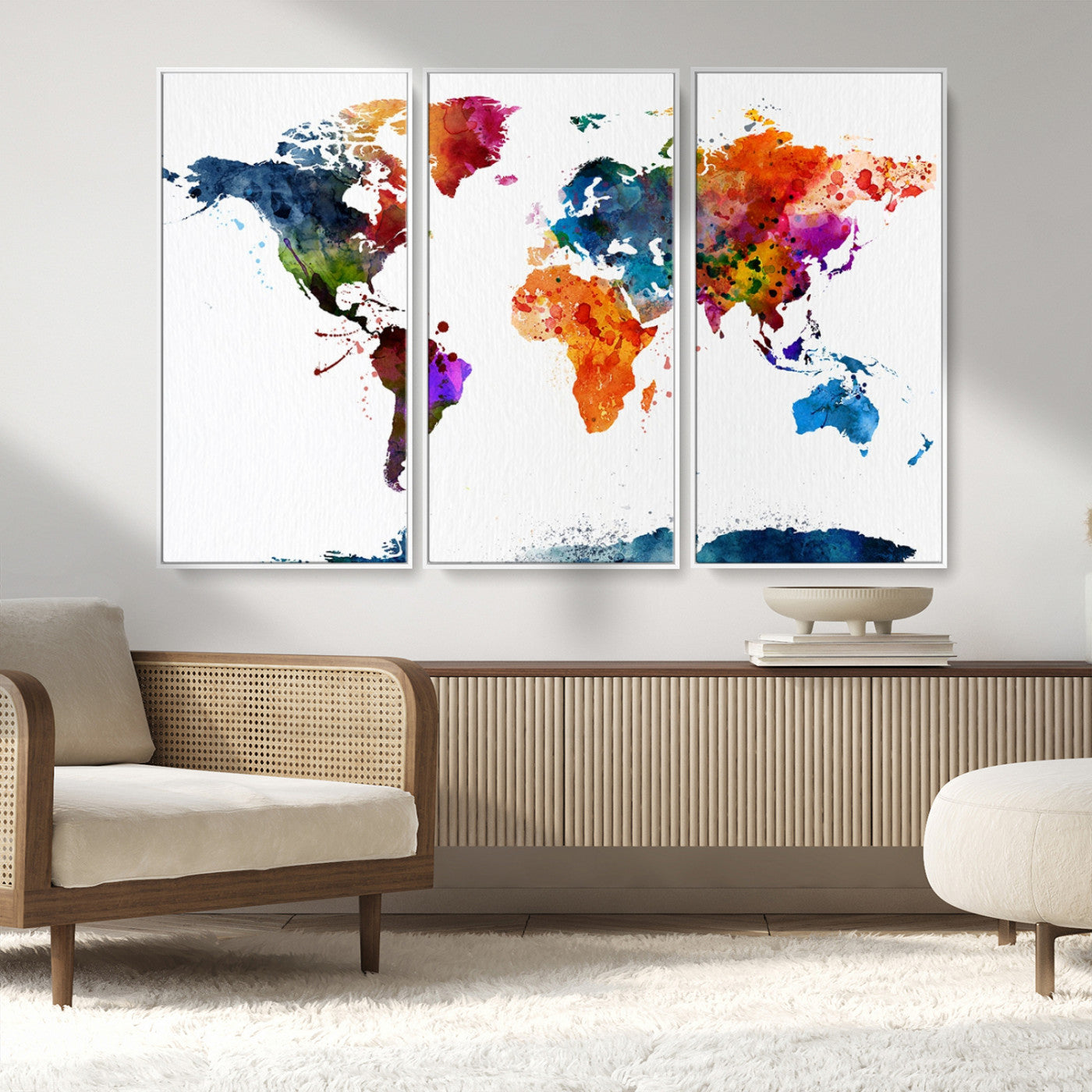 MGV-FC-48X32-3P - Push Pin World Map Canvas Print – Framed Wall Art for Couples to Track Their Travels – Anniversary