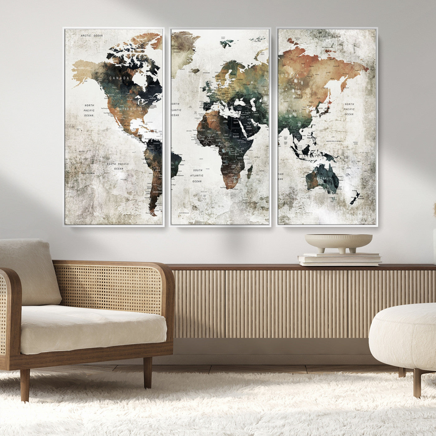 MGV-FC-48X32-3P - Push Pin World Map Canvas Print – Framed Wall Art for Couples to Track Their Travels – Anniversary