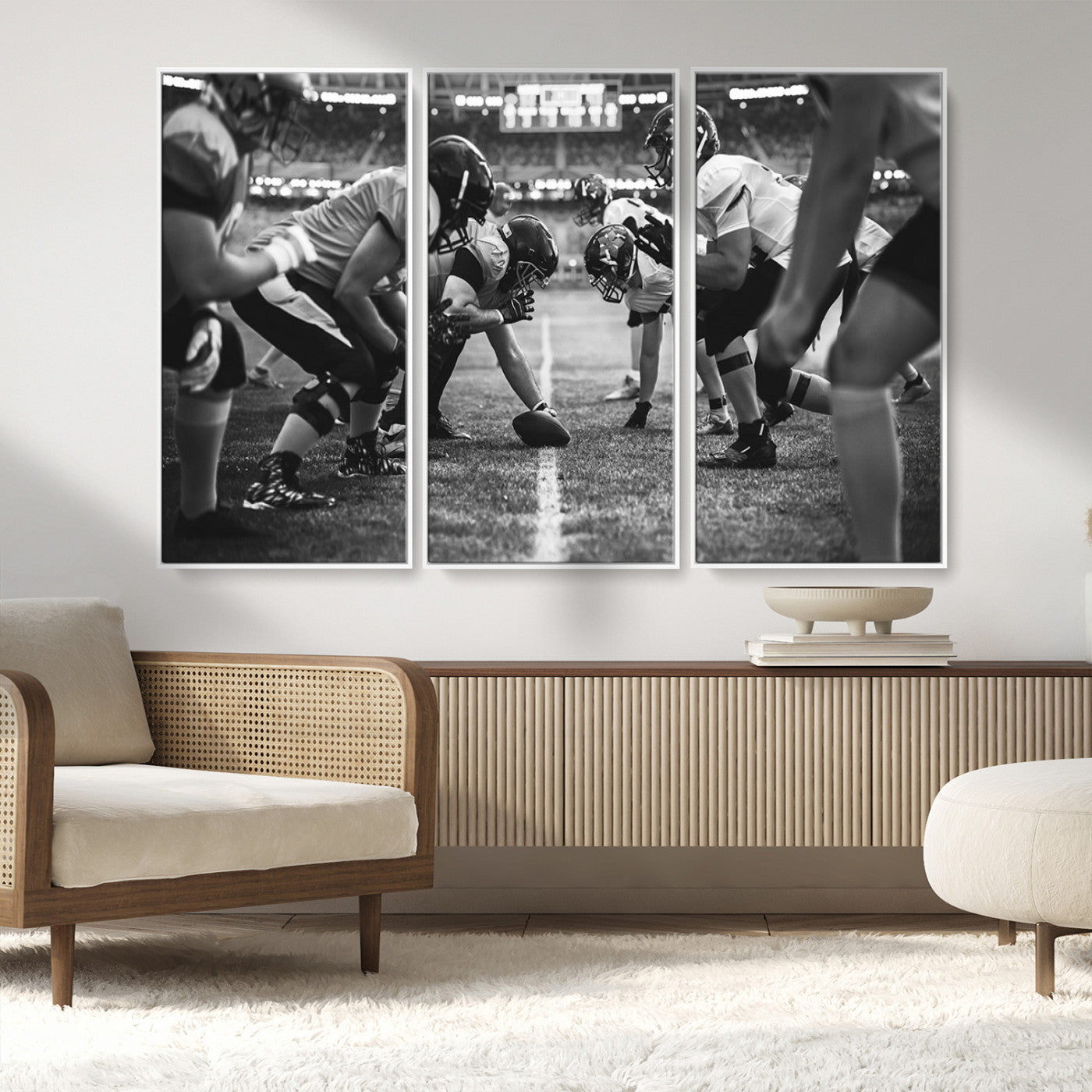 MGV-FC-48X32-3P - American Football Wall Art Canvas Print, Stadium Sport Wall Art Print