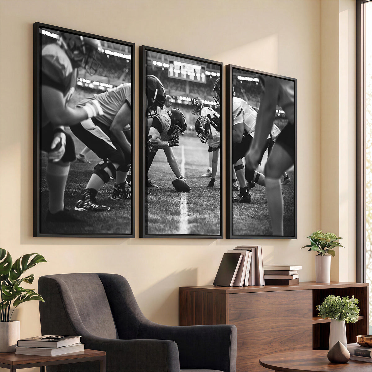 13273-MGV-CV-36X24 - American Football Wall Art Canvas Print Framed Stadium Sport