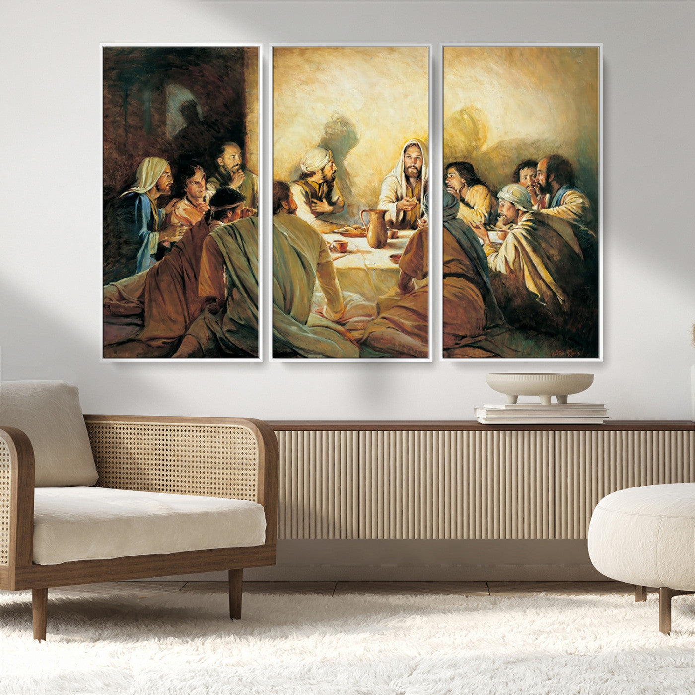 -Last Supper Wall Art Canvas Print, Framed Jesus Painting Art Picture Print, Moderne Bibel Perfect Traditional/Religious Decor Artwork