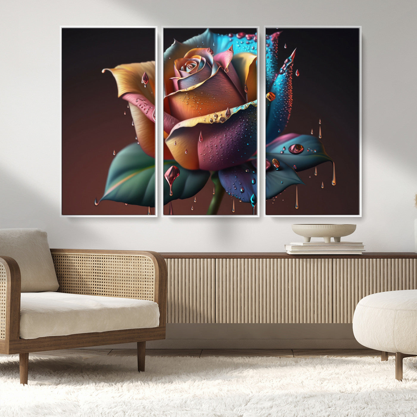 MGV-FC-48X32-3P - Abstract Rose Wall Art Canvas Print