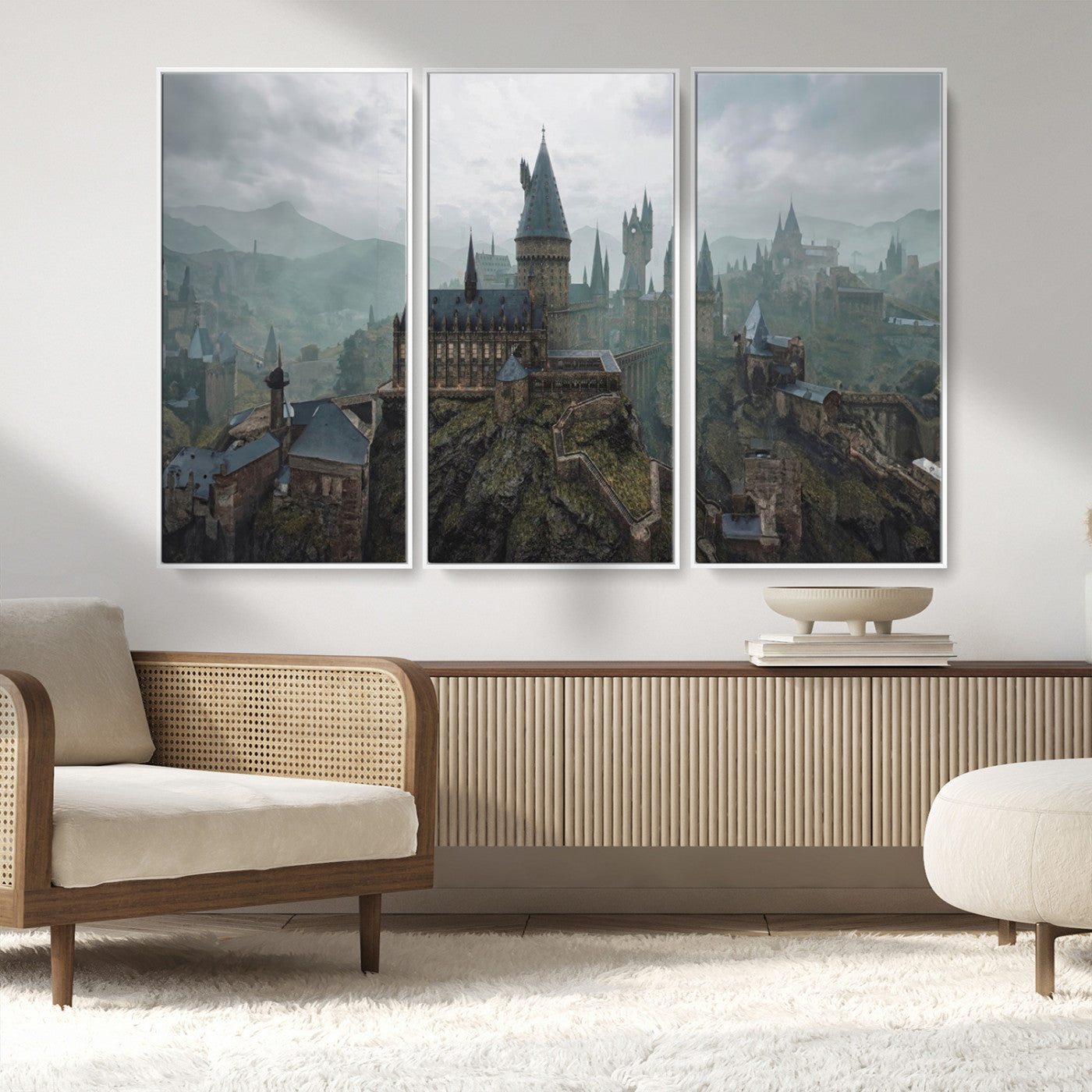 MGV-FC-48X32-3P - Disney Castle Wall Art Canvas Print, Living Kids Home Room Decor Art Print