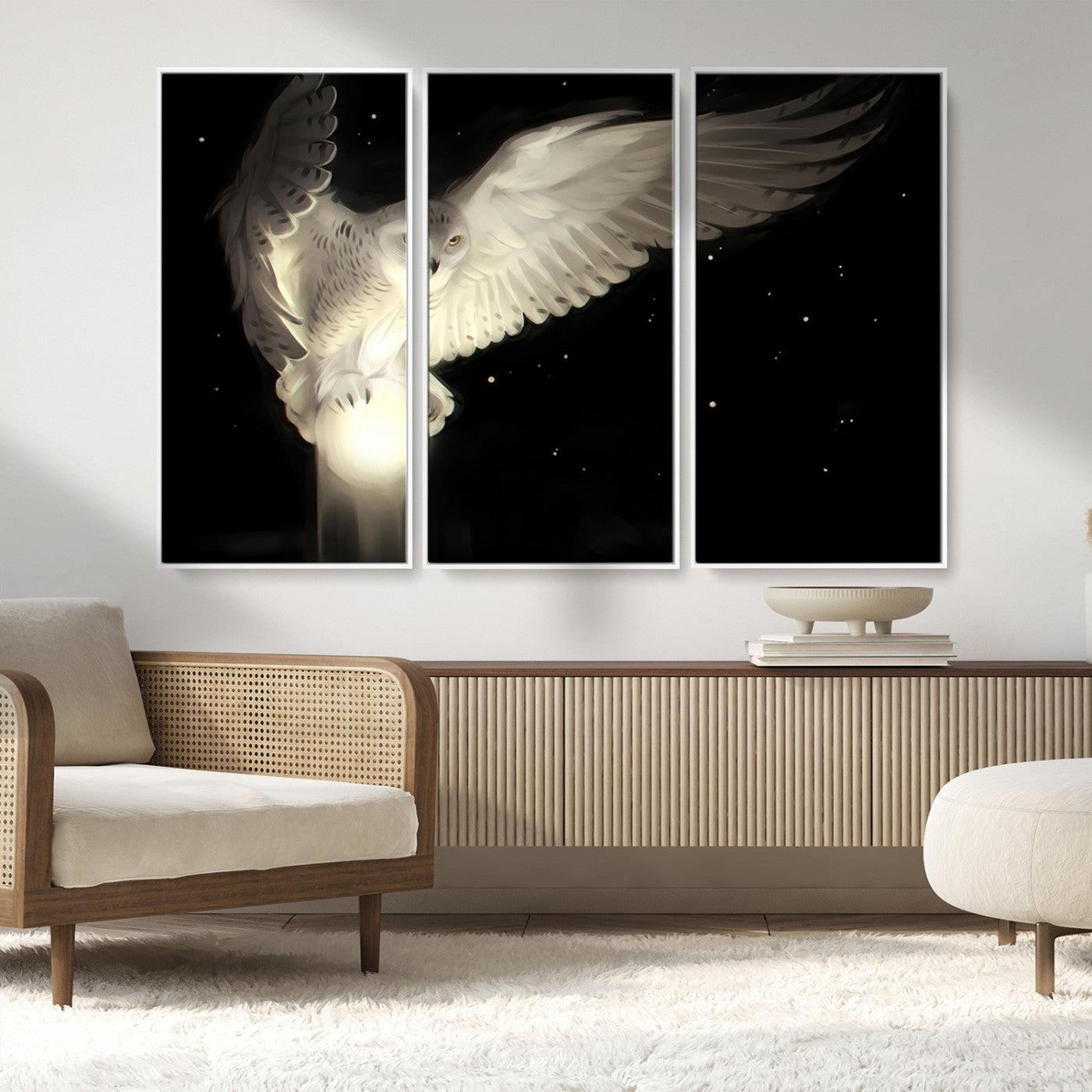 MGV-FC-48X32-3P - Night Owl Art -  Illuminating the Darkness – Unique Animal-Inspired Wall Art for Modern Decor |