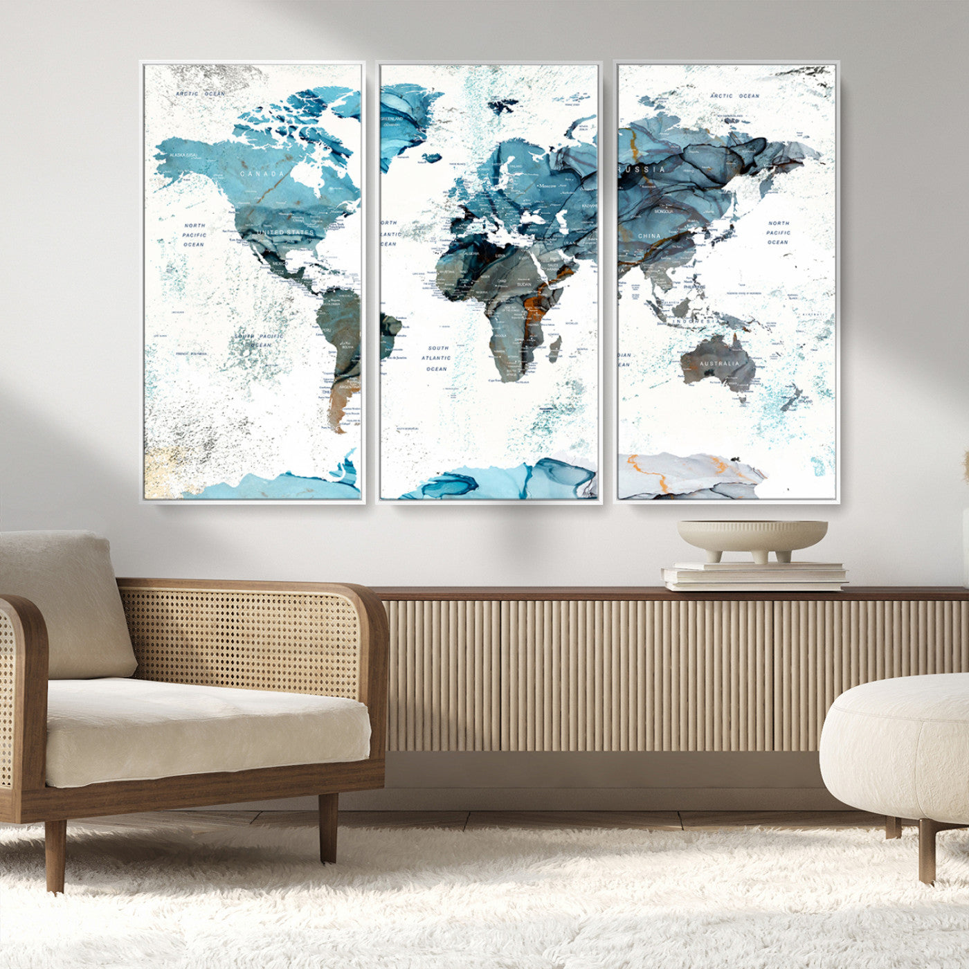 MGV-FC-48X32-3P - Push Pin World Map Canvas Print – Framed Wall Art for Couples to Track Their Travels – Anniversary