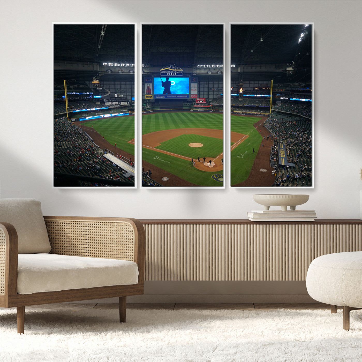 MGV-FC-48X32-3P - Milwaukee Brewers Baseball Art Print - American Family Field Stadium Wall Art Canvas Print