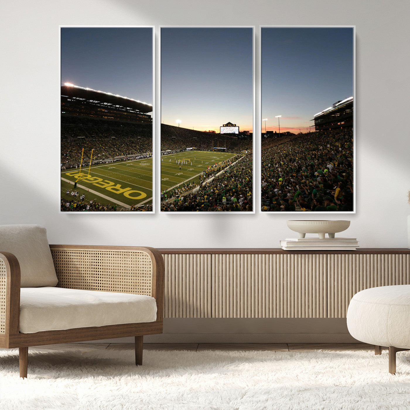 MGV-FC-48X32-3P - Oregon Ducks Football Team Print - Eugene Autzen Stadium Wall Art Canvas Print
