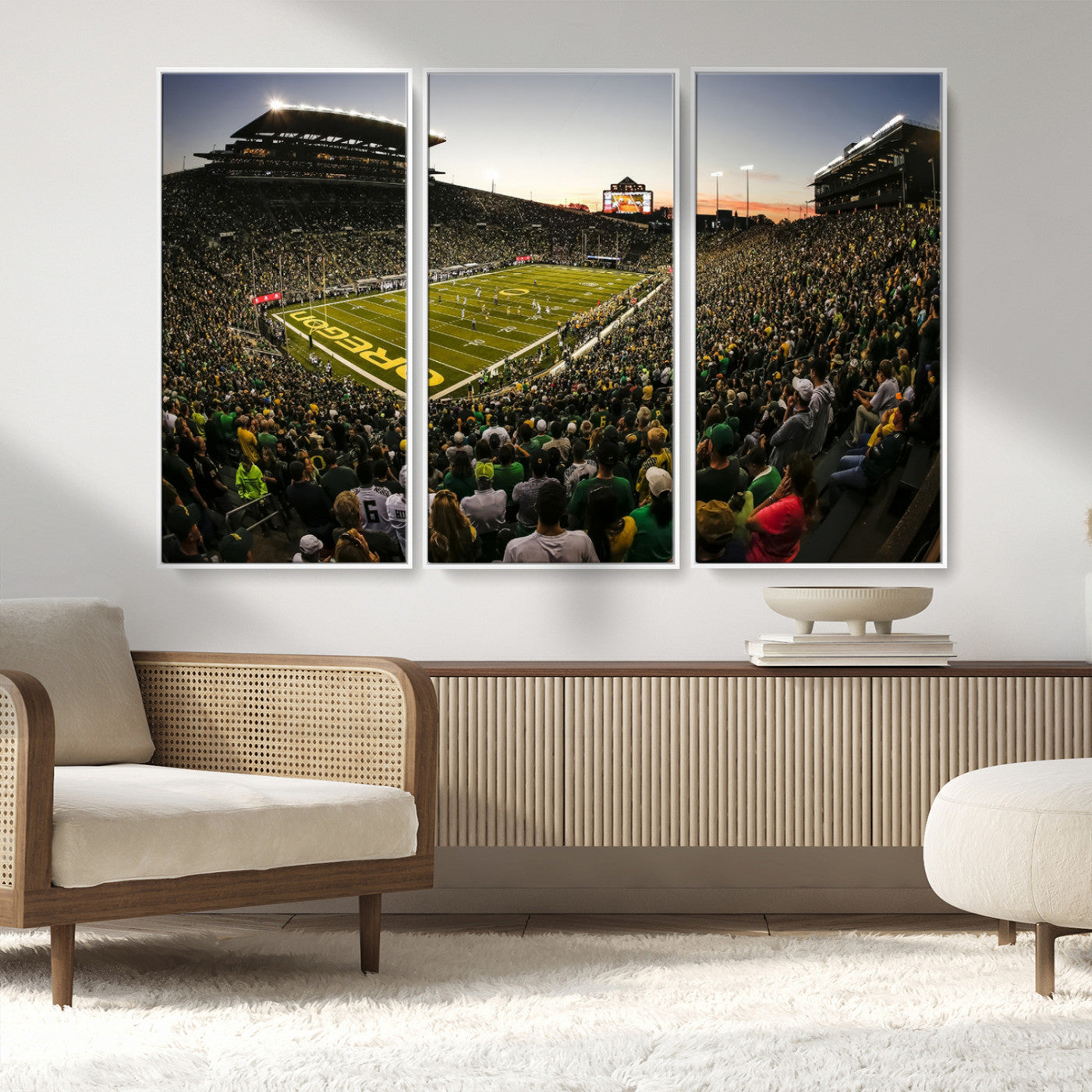 MGV-FC-48X32-3P - Oregon Stadium Canvas Wall Art - Captivating Game Day Scene at Autzen Stadium, Oregon Ducks Football