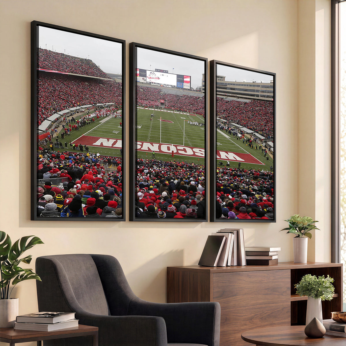 23461-MGV-CV-36X24 - Wisconsin Badgers Team Print Canvas, Madison Camp Randall Stadium Wall Art