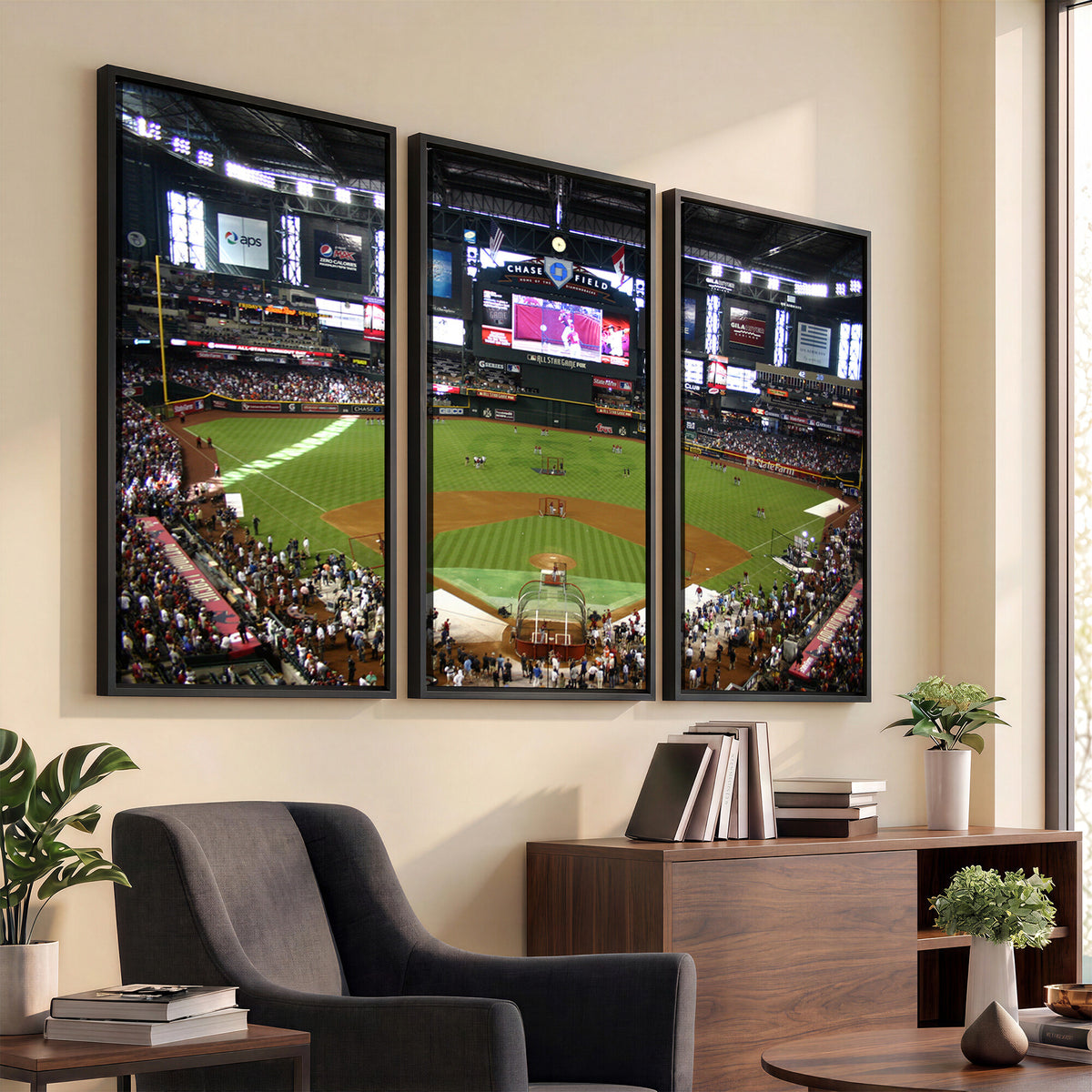 91630-MGV-CV-36X24 - Arizona Diamondbacks Baseball Team Print, Phoenix Chase Field Baseball Stadium Wall Art