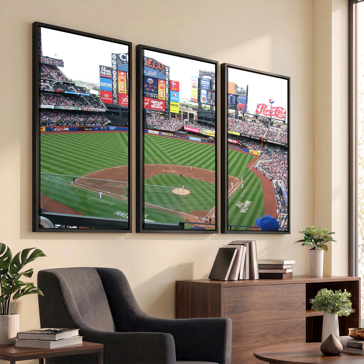 64829-MGV-CV-36X24 - New York Mets Baseball Team Print, Citi Field Baseball Stadium Wall Art
