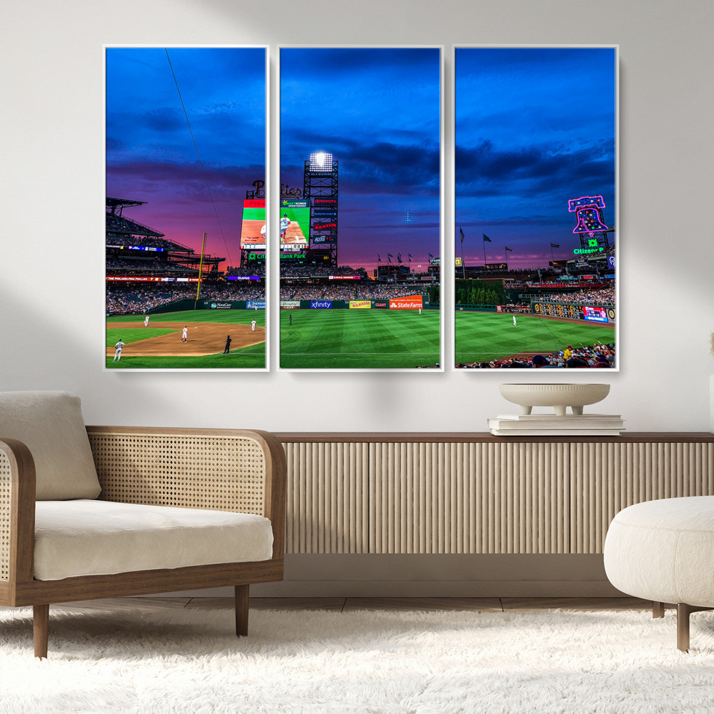 MGV-FC-48X32-3P - Philadelphia Phillies Baseball Team Print - Philadelphia Citizens Bank Park Stadium Canvas Wall Art