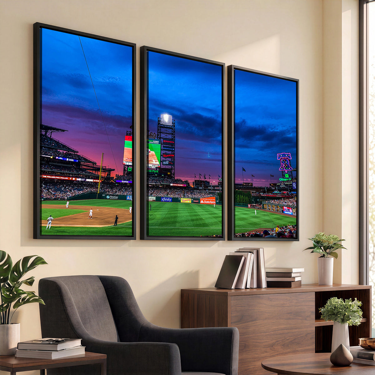 20427-MGV-CV-36X24 - Philadelphia Phillies Baseball Team Print, Citizens Bank Park, Extra Large Game Room Wall Decor