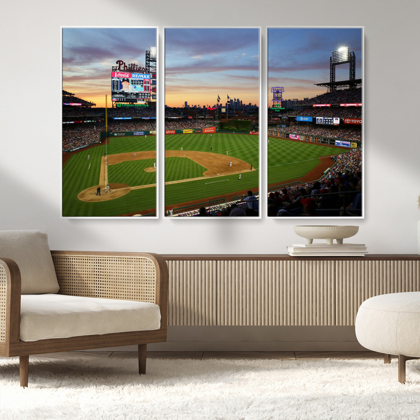 MGV-FC-48X32-3P - Citizens Bank Park Philadelphia Phillies Wall Art Canvas | 3-Panel Canvas Print of Phillies Stadium