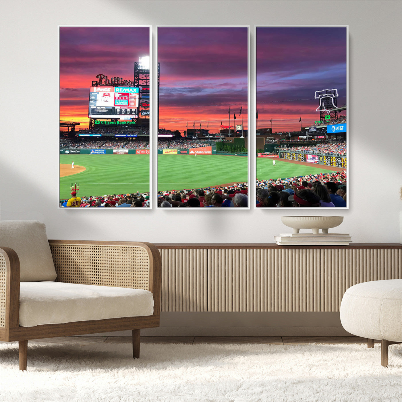 MGV-FC-48X32-3P - Philadelphia Phillies Baseball Team Print - Philadelphia Citizens Bank Park Stadium Wall Art Canvas