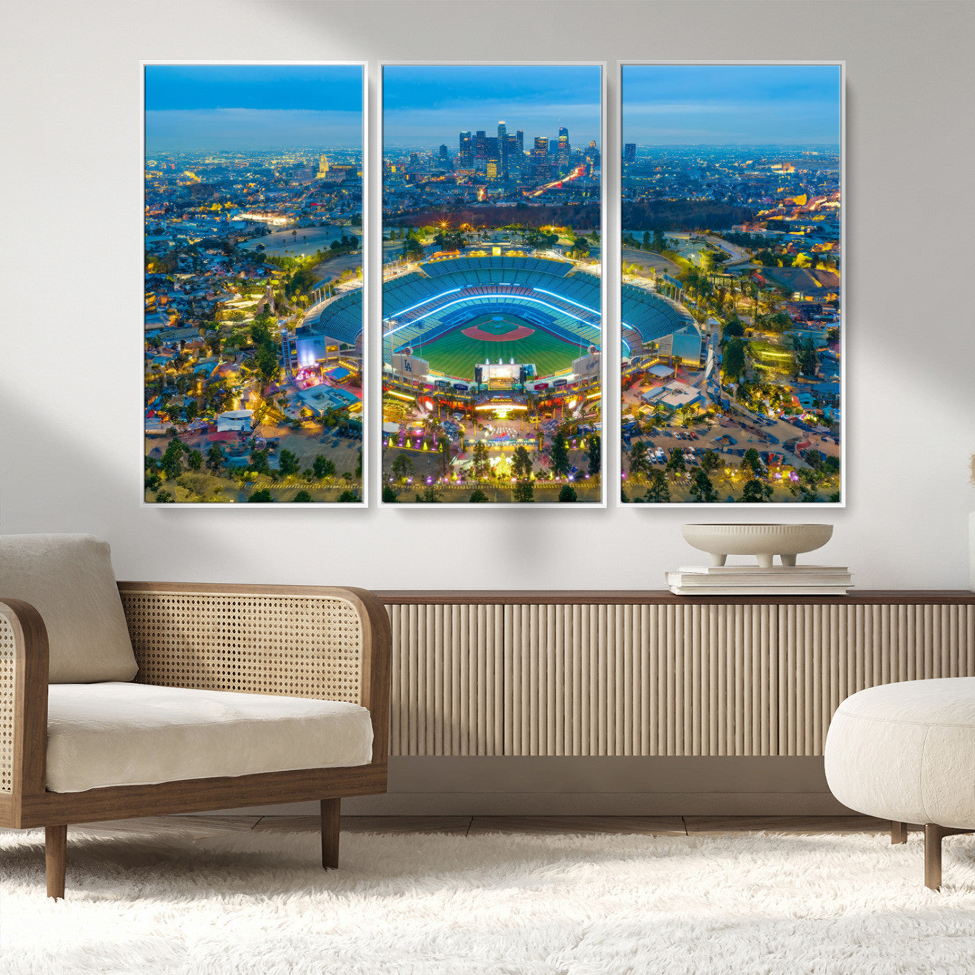 MGV-FC-48X32-3P - Los Angeles Dodgers Wall Art Canvas, Dodger Stadium Wall Art Canvas Print - MLB Baseball Stadium