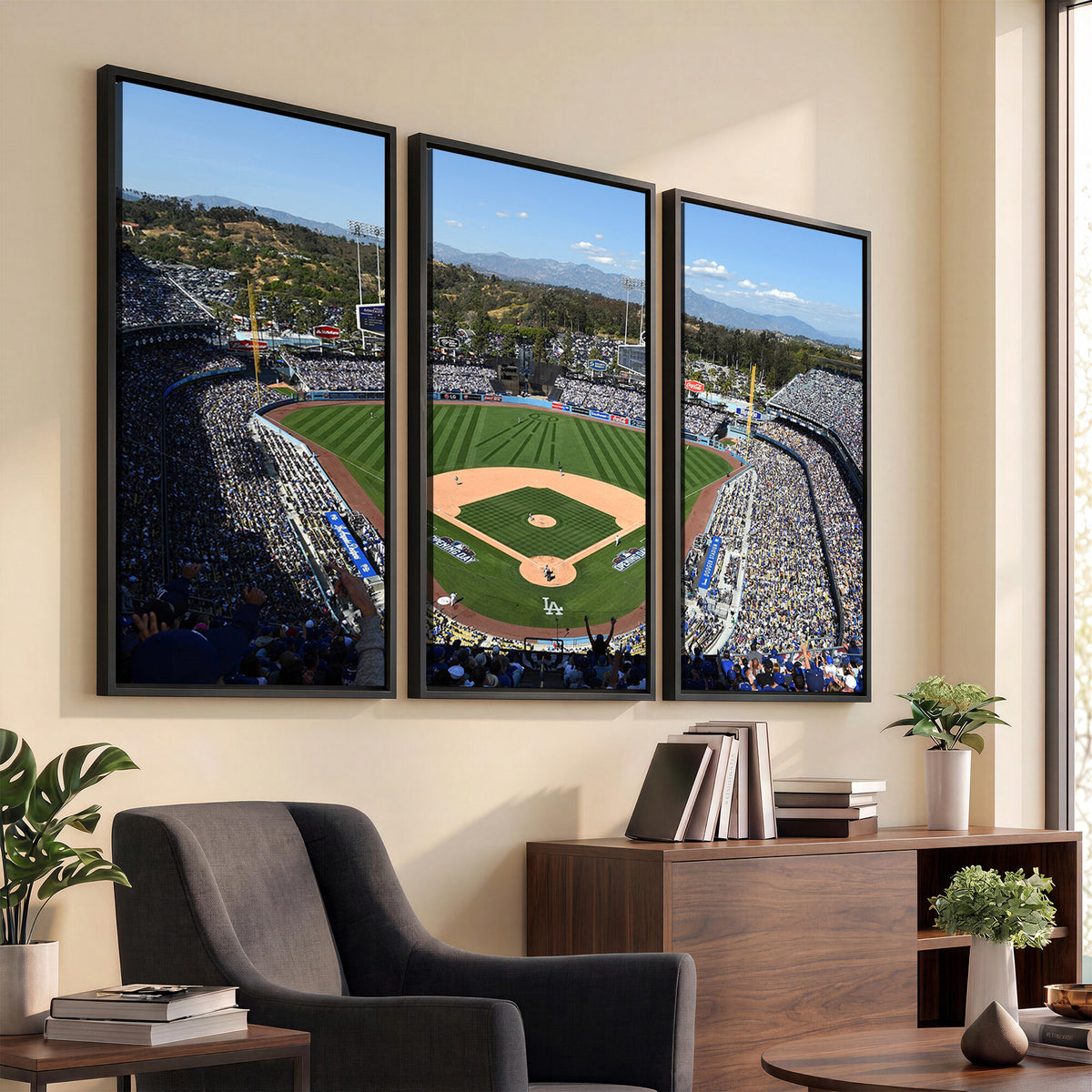 20436-MGV-CV-36X24 - Los Angeles Dodgers Dodger Stadium Wall Art Canvas Print, Framed and Ready to Hang