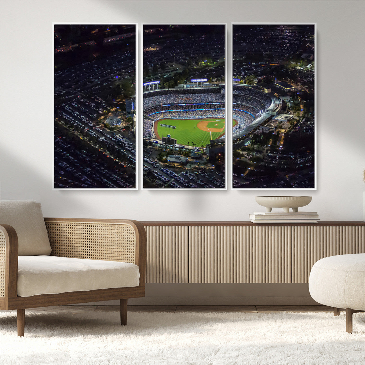 MGV-FC-48X32-3P - Los Angeles Dodgers Dodger Stadium Wall Art Canvas Print - MLB Baseball Stadium