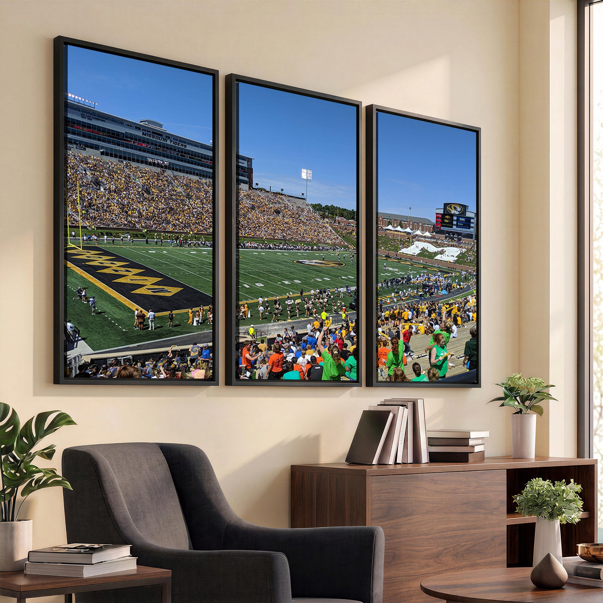38399-MGV-CV-36X24 - University of Missouri Tigers Football Team Print, Columbia Faurot Field Memorial Stadium Wall Art